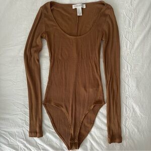 Forever 21 Caramel Ribbed Bodysuit | Size Small (S)